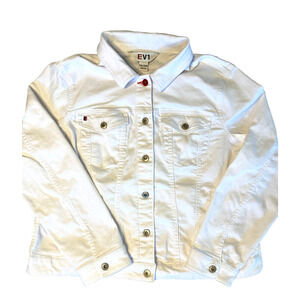 EV1 Women’s XXL Jean Jacket Love Flag red white blue patriot classic